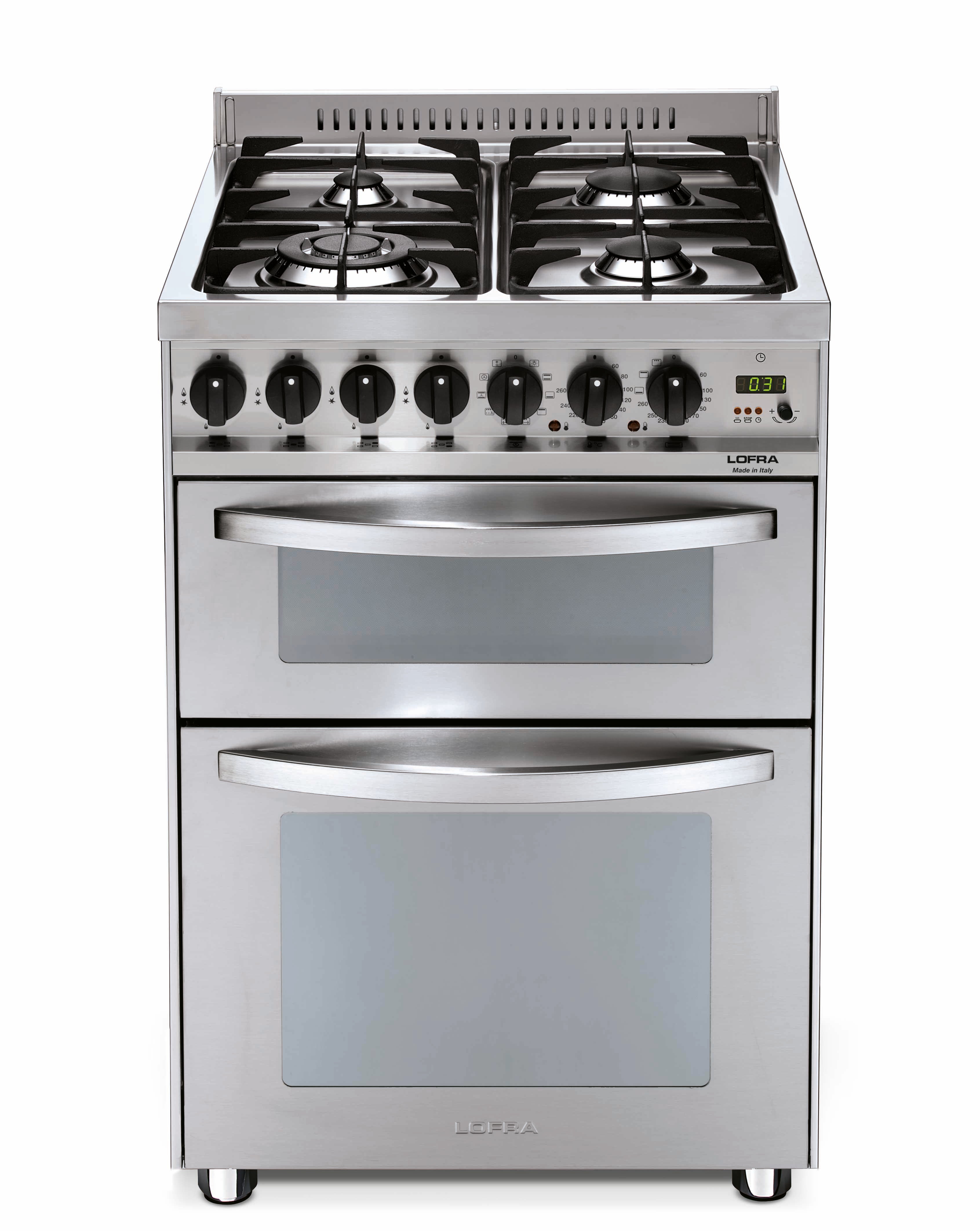 Professional 60 cm Double Oven Dual Fuel Range Cooker Stainless Stee