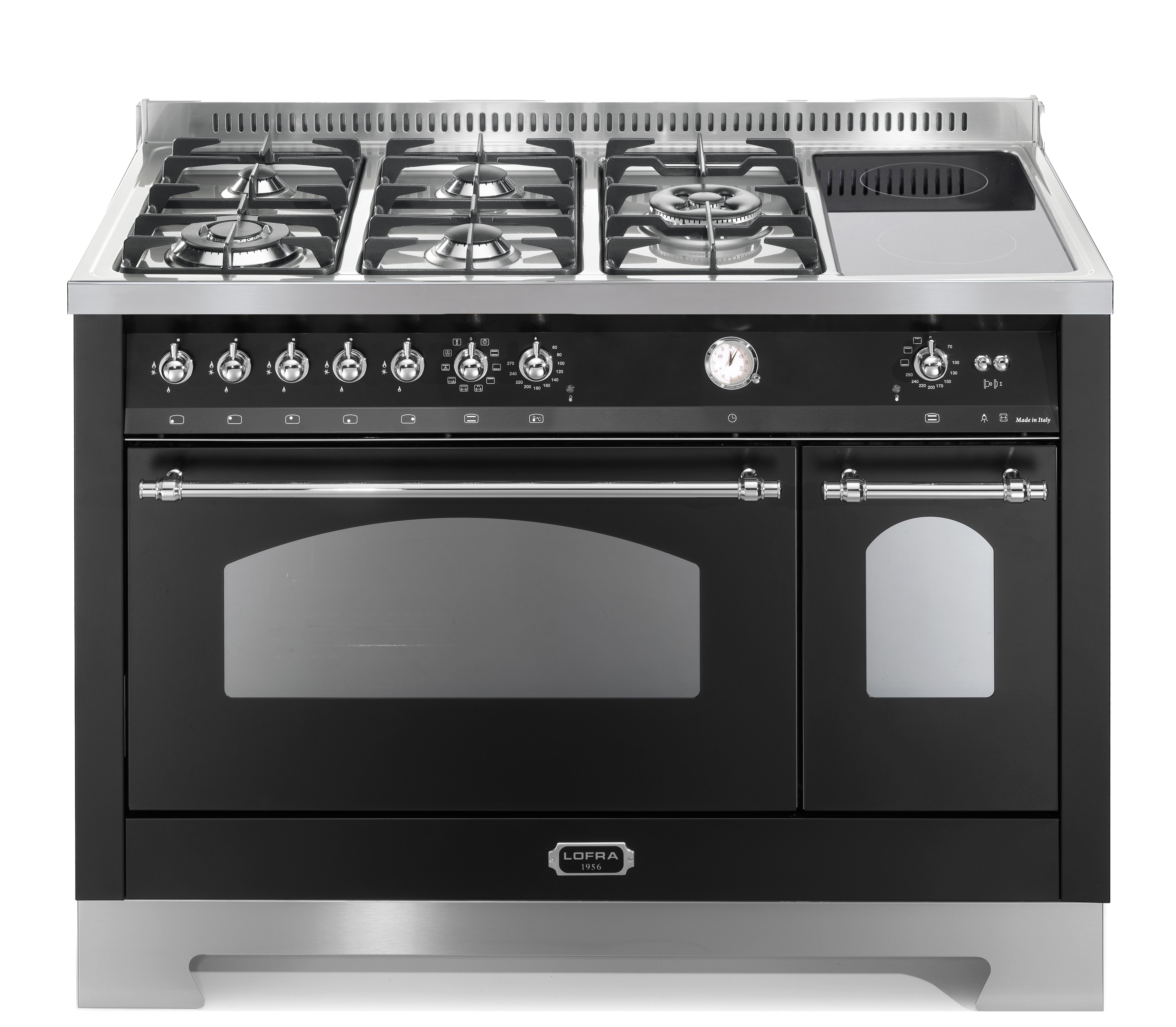 Dolcevita 120 cm Mixed Burners Double Electric Oven Dual Fuel Range Cooker - Black Matt - Brass Finish