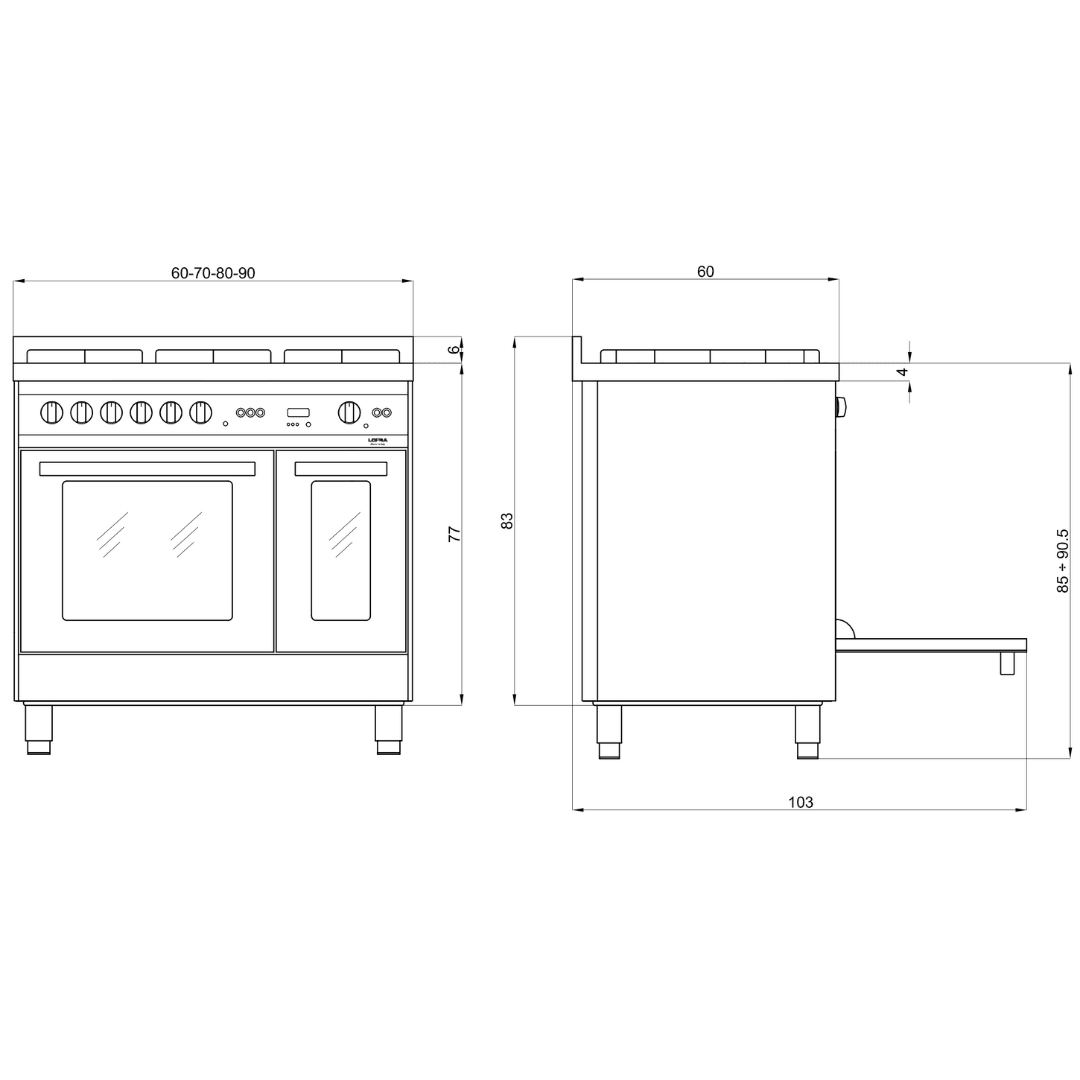 Maxima 70 cm 4 - Burner Gas Range Cooker - Stainless Steel - Lofra Cookers