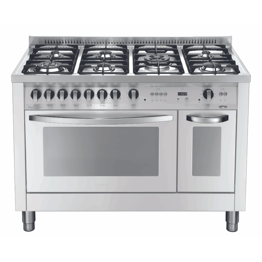 Professional 120 cm Double Oven Dual Fuel Range Cooker - Pearl White - Lofra Cookers