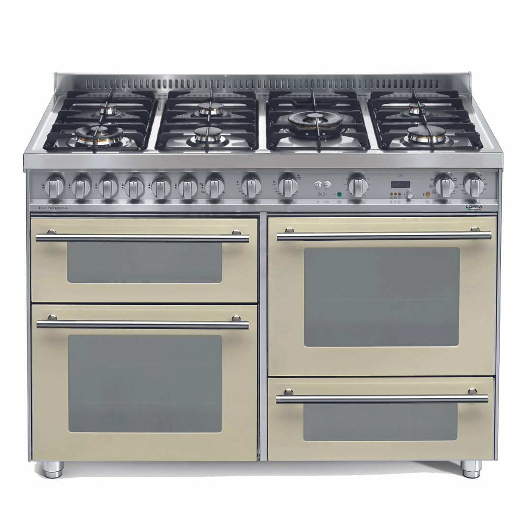 Professional 120 cm Triple Electric Oven Dual Fuel Range Cooker - Ivory White - Lofra Cookers