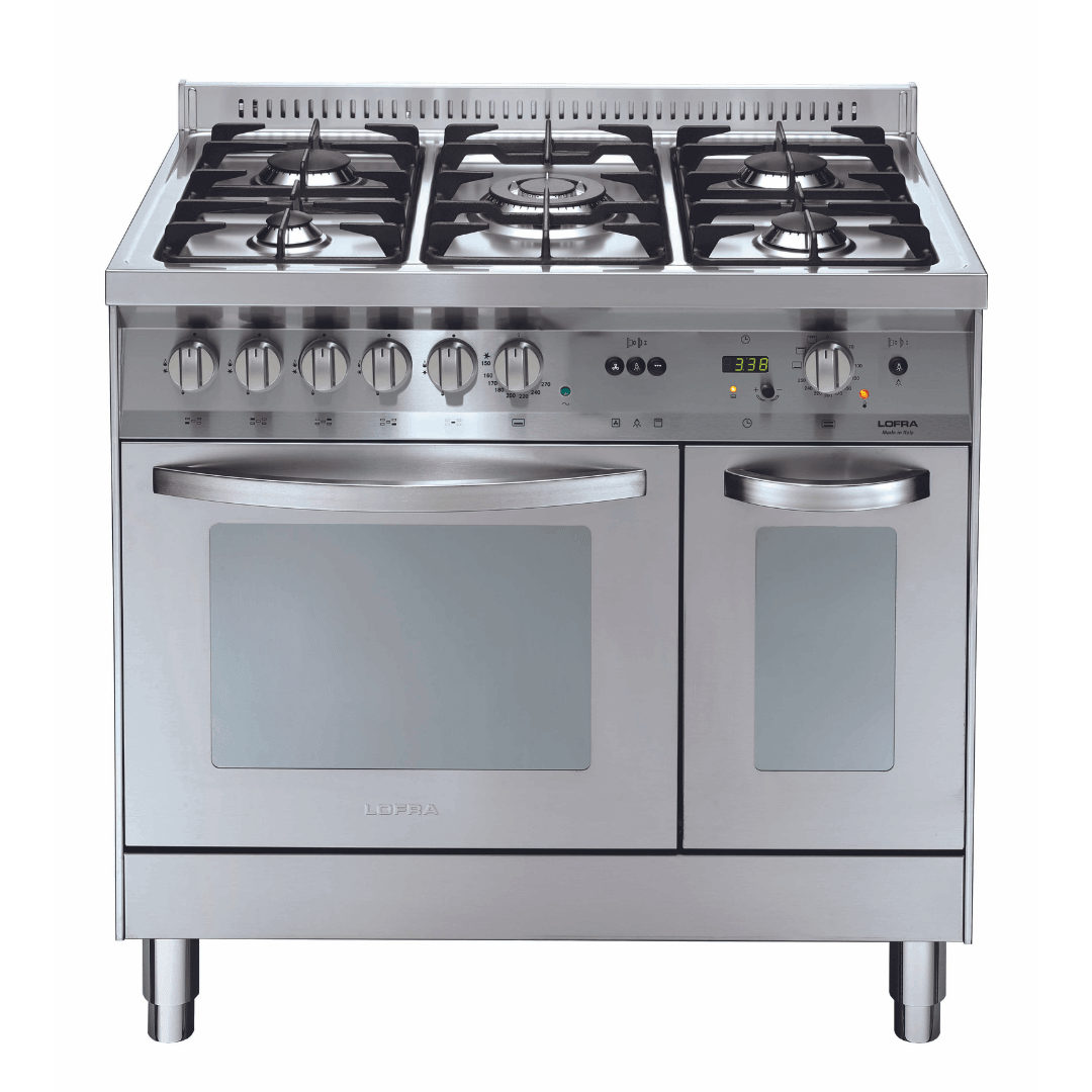 Professional 90 cm 5 - Burner Double Electric Oven Dual Fuel Range Cooker - Stainless Steel - Lofra Cookers