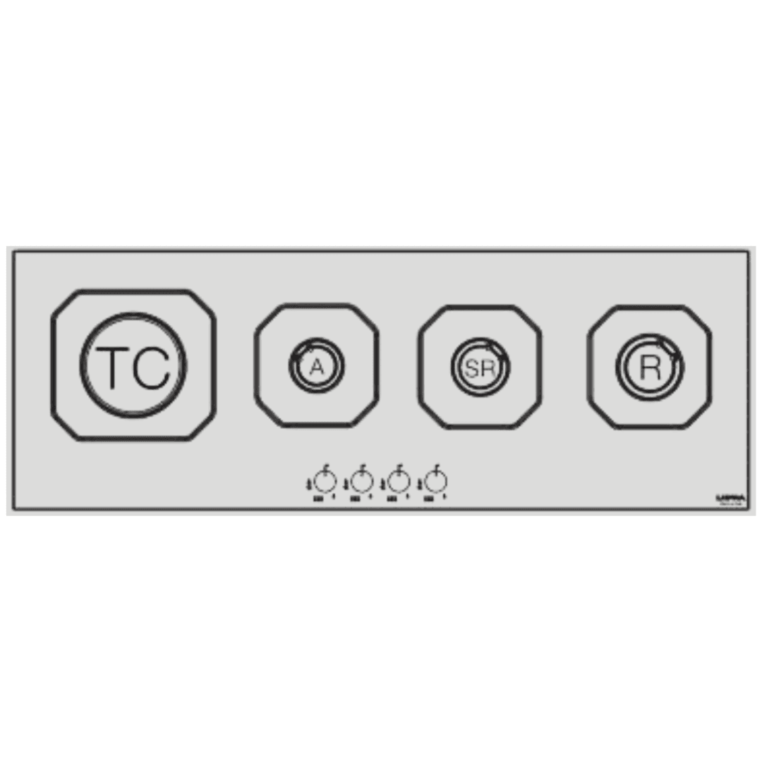 Professional Gas Glass Hob 112 cm - Vega - Black Glass - Lofra Cookers