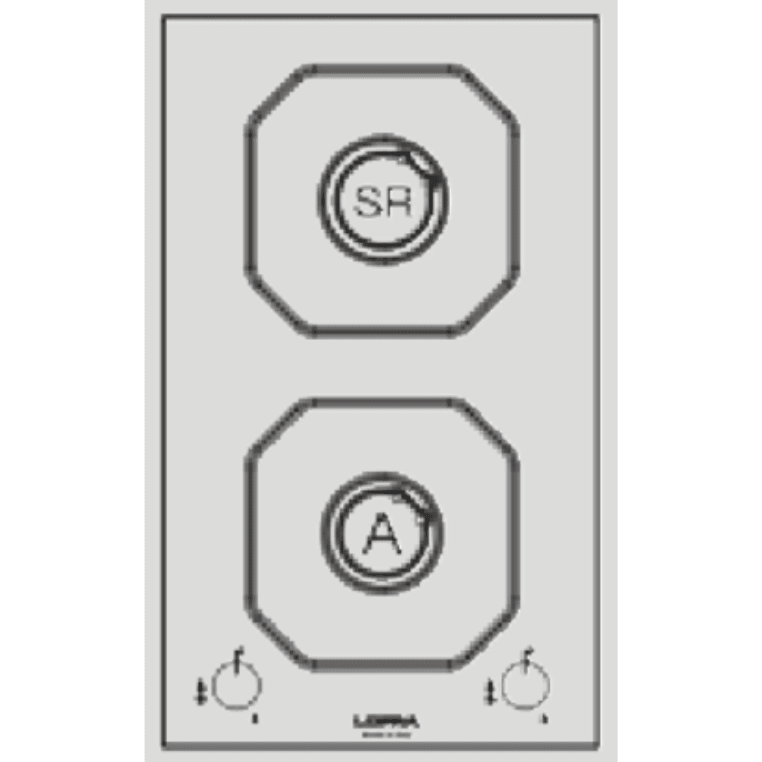 Professional Gas Glass Hob 30 cm - Diadema Double Burner - Black Glass - Lofra Cookers