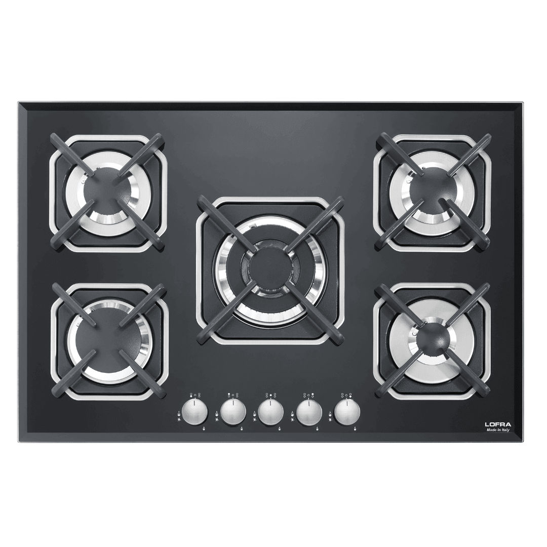 Professional Gas Glass Hob 75 cm - Sirio - Black Glass - Lofra Cookers