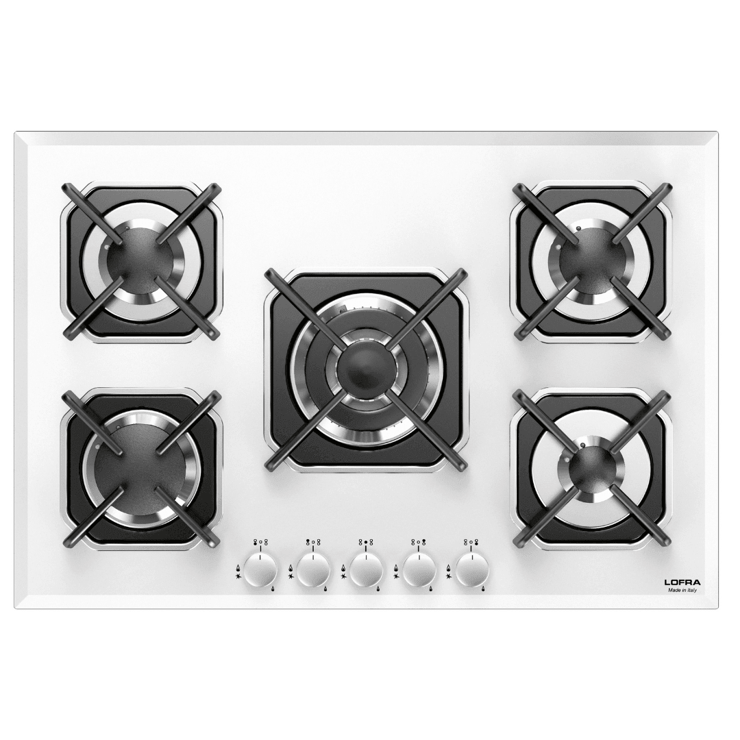 Professional Gas Glass Hob 75 cm - Sirio - White Glass - Lofra Cookers