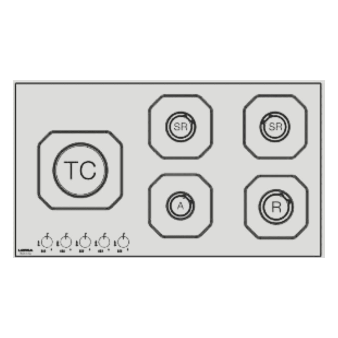 Professional Gas Glass Hob 90 cm - Marte Triple Ring Burner (Left) - Black Glass - Lofra Cookers
