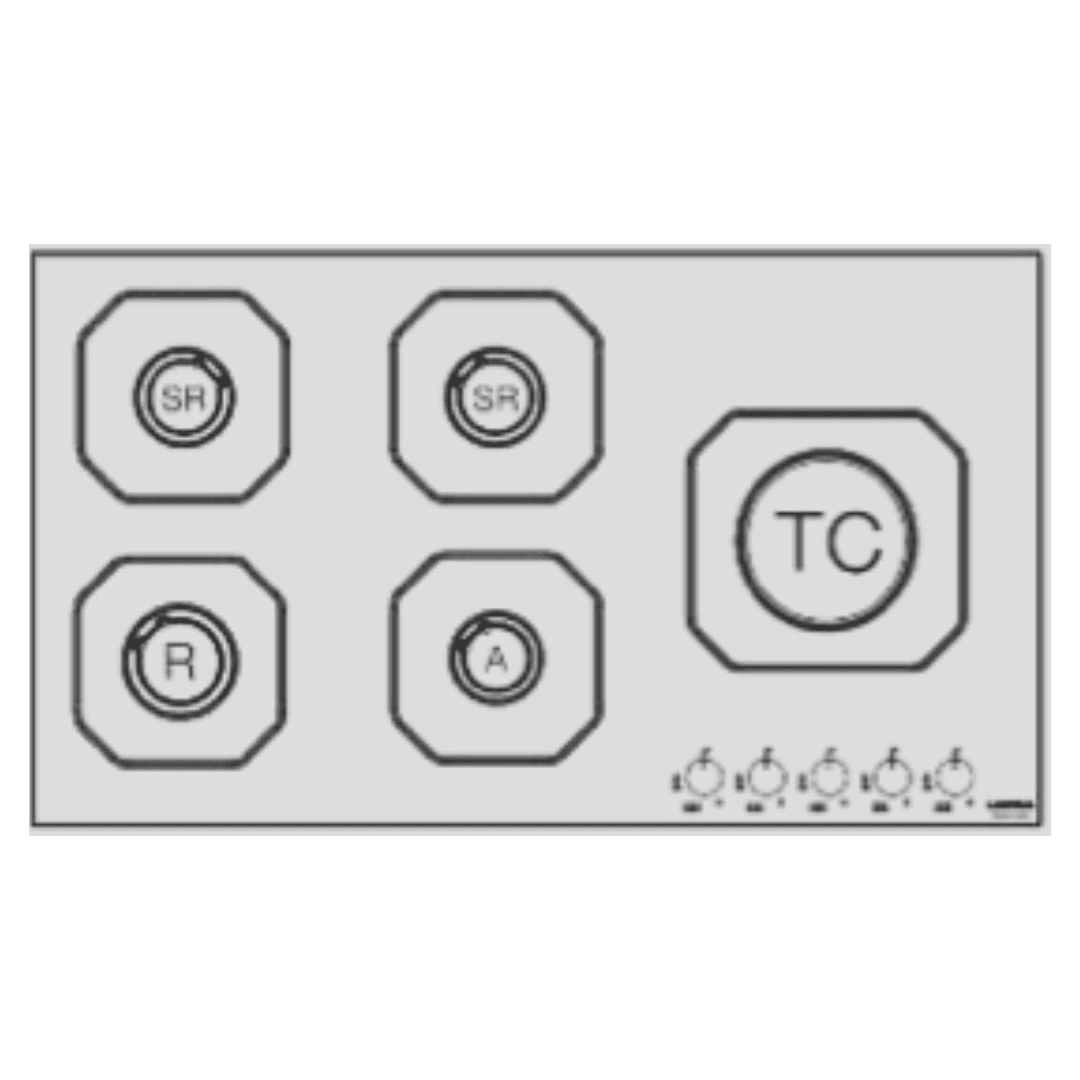 Professional Gas Glass Hob 90 cm - Marte Triple Ring Burner (Right) - White Glass - Lofra Cookers