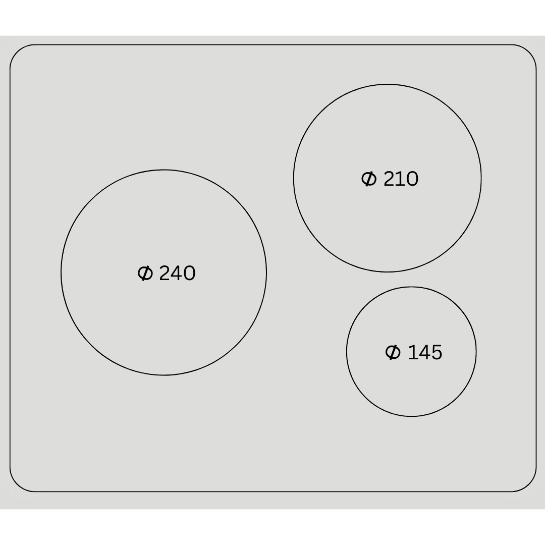 Professional Induction Glass Hob 60 cm - Luna (3 Zones) - Black Glass - Lofra Cookers