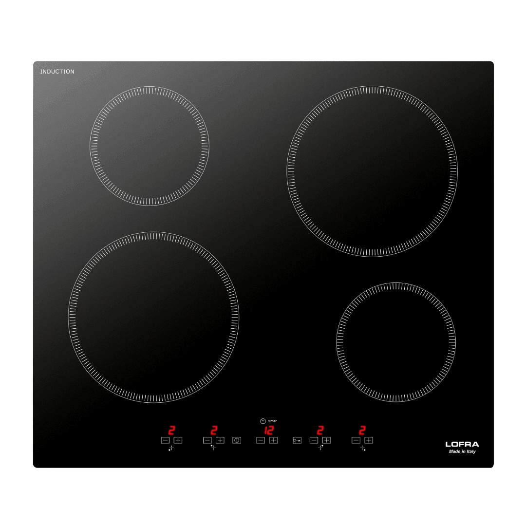 Professional Induction Glass Hob 60 cm - Luna (4 Zones) - Black Glass - Lofra Cookers