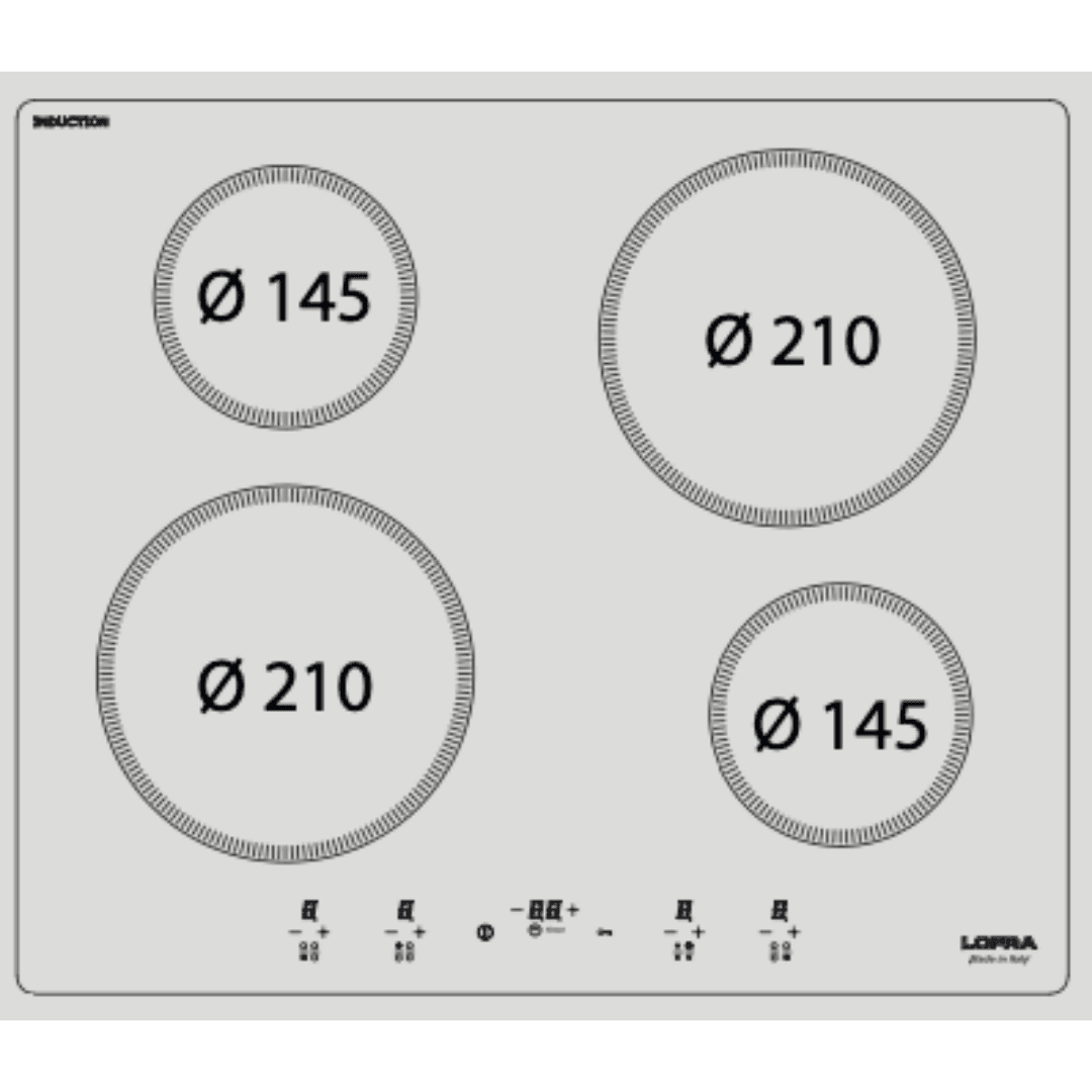Professional Induction Glass Hob 60 cm - Luna (4 Zones) - Black Glass - Lofra Cookers