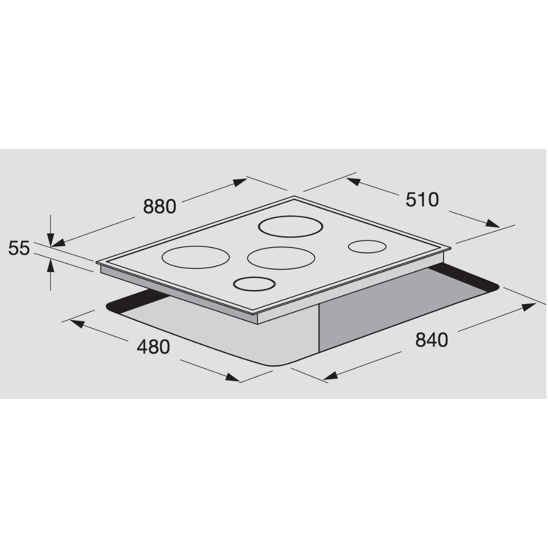 Professional Induction Glass Hob 90 cm - Luna - Black Glass - Lofra Cookers