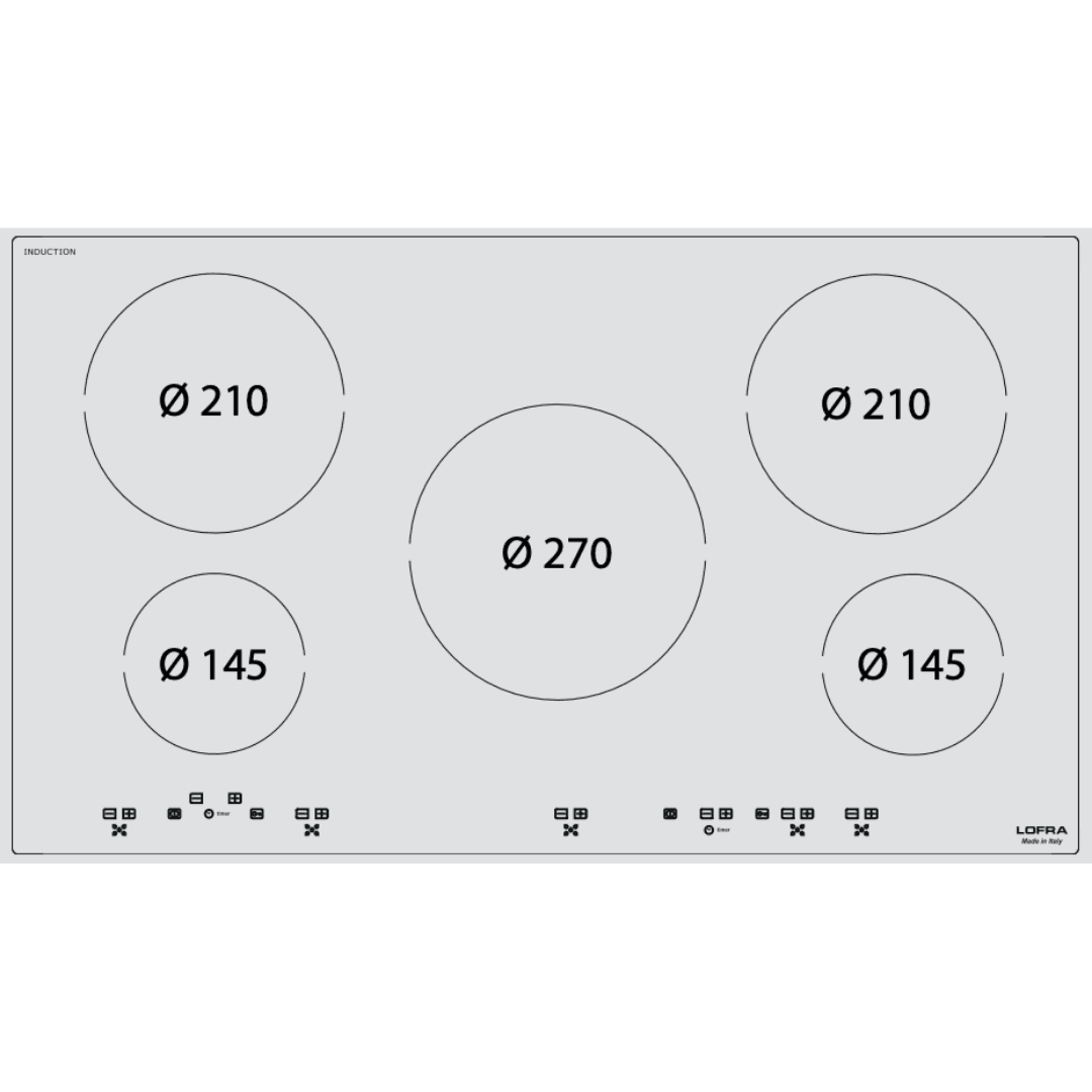 Professional Induction Glass Hob 90 cm - Luna - Black Glass - Lofra Cookers