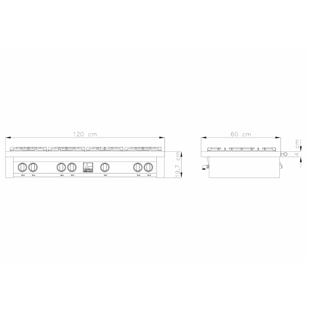 Professional Range Top 120 cm - Stainless Steel - Lofra Cookers