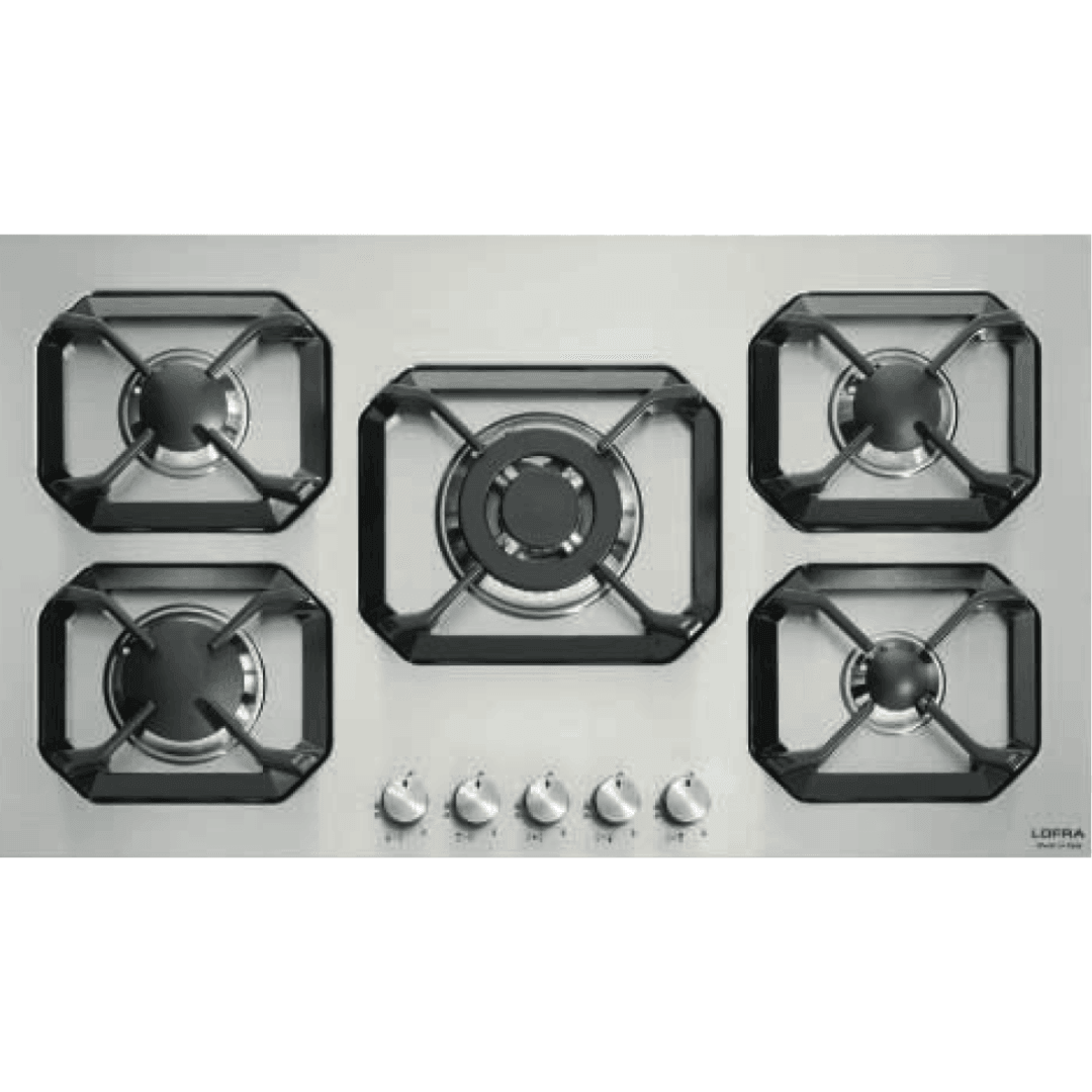 Professional Stainless Steel Hob 90 cm - Nettuno - Steel - Triple Crown Centre - Lofra Cookers