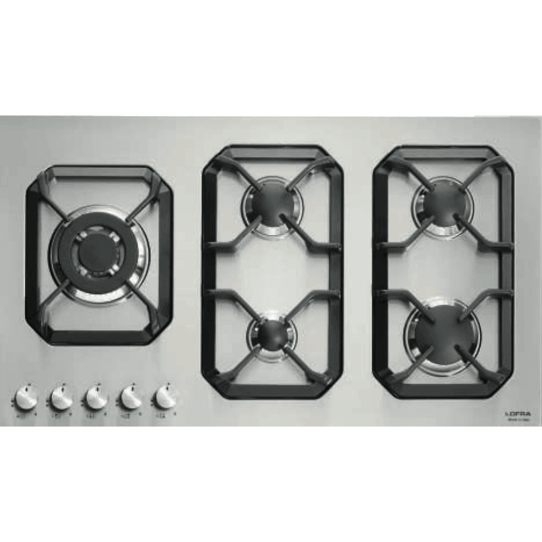 Professional Stainless Steel Hob 90 cm - Nettuno - Steel - Triple Crown Left - Lofra Cookers