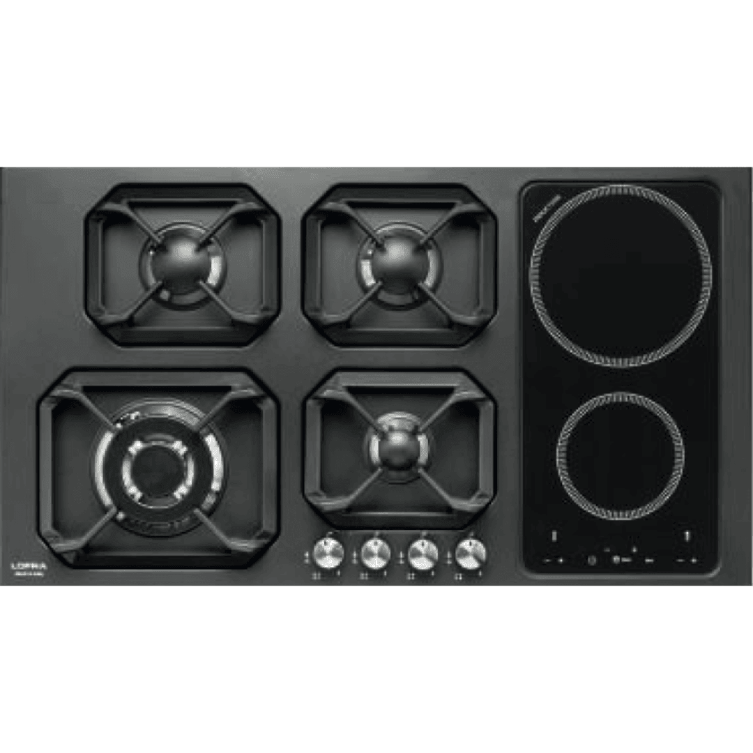 Professional Stainless Steel Mixed Hob 90 cm - Nettuno - Black Matte - Lofra Cookers