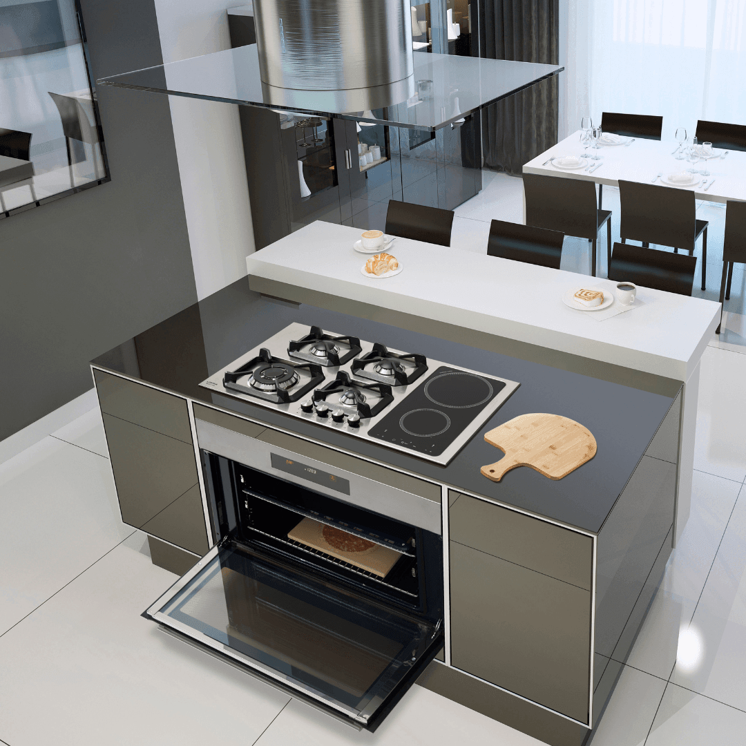 Professional Stainless Steel Mixed Hob 90 cm - Nettuno - Black Matte - Lofra Cookers