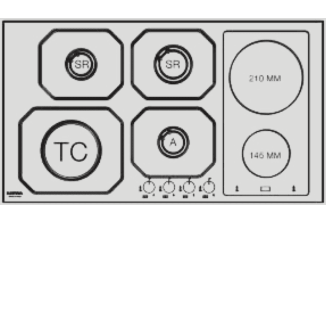 Professional Stainless Steel Mixed Hob 90 cm - Nettuno - Ivory White - Lofra Cookers