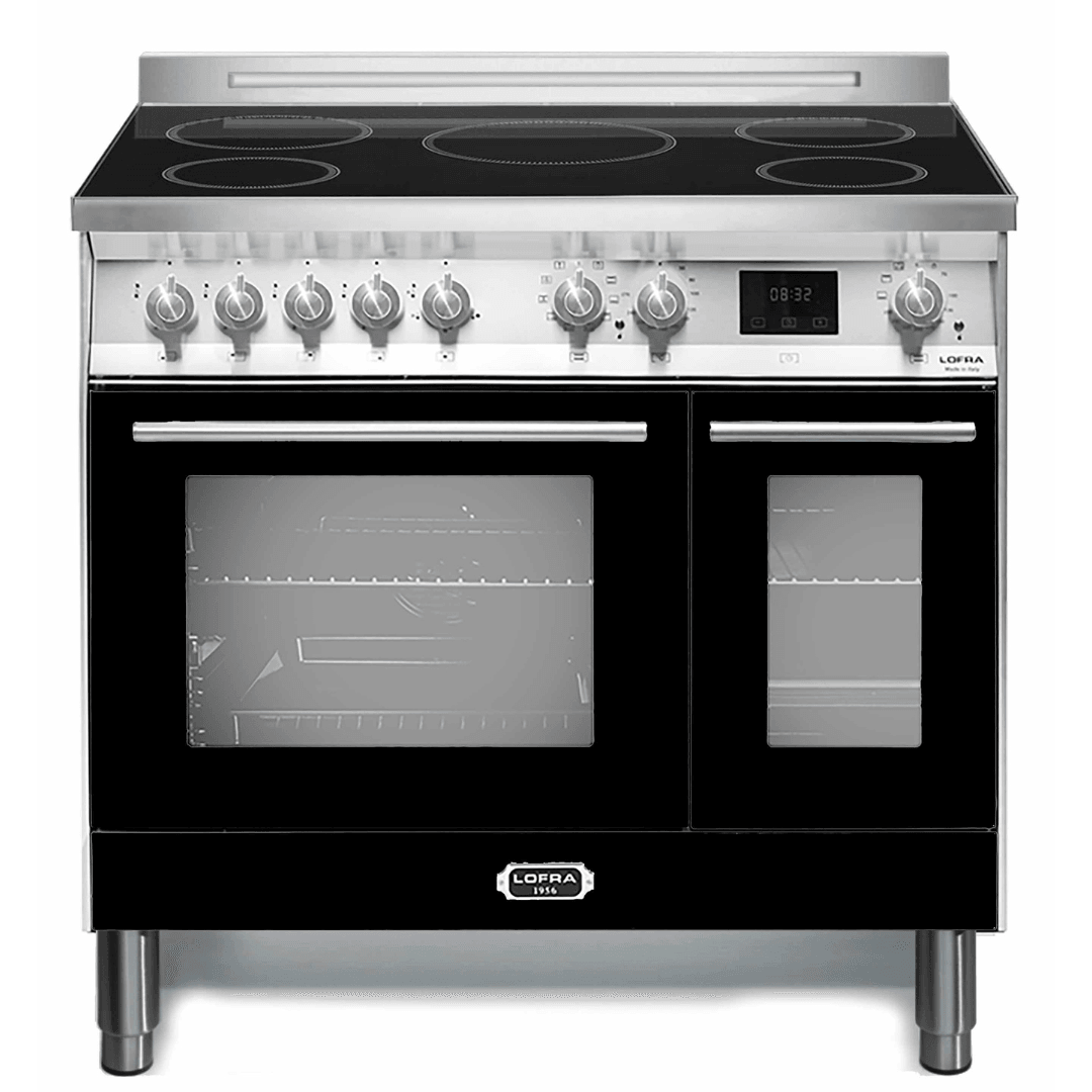 Venezia 90 cm Double Oven Electric Fuel Cooker - Black Matte - Lofra Cookers
