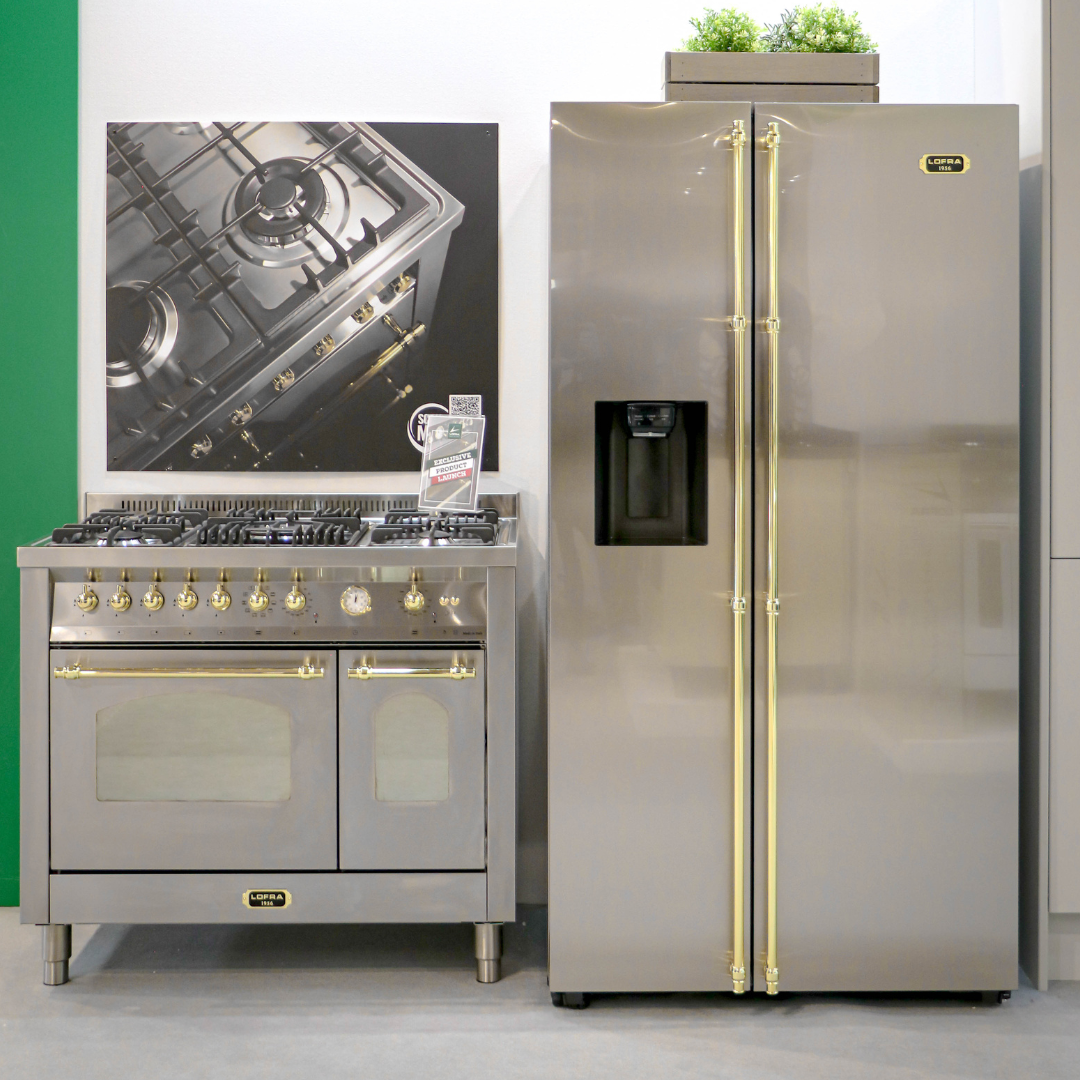 Dolcevita 100 cm Double Electric Oven Dual Fuel Range Cooker - Stainless Steel - Brass Finish