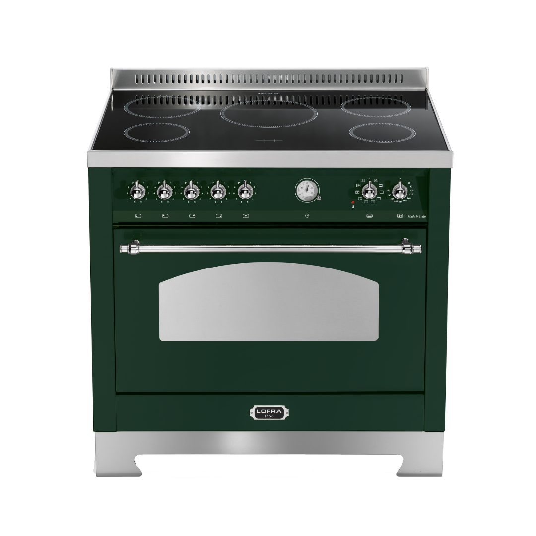 Dolcevita 90 cm Electric Fuel Cooker - Green - Chrome Finish