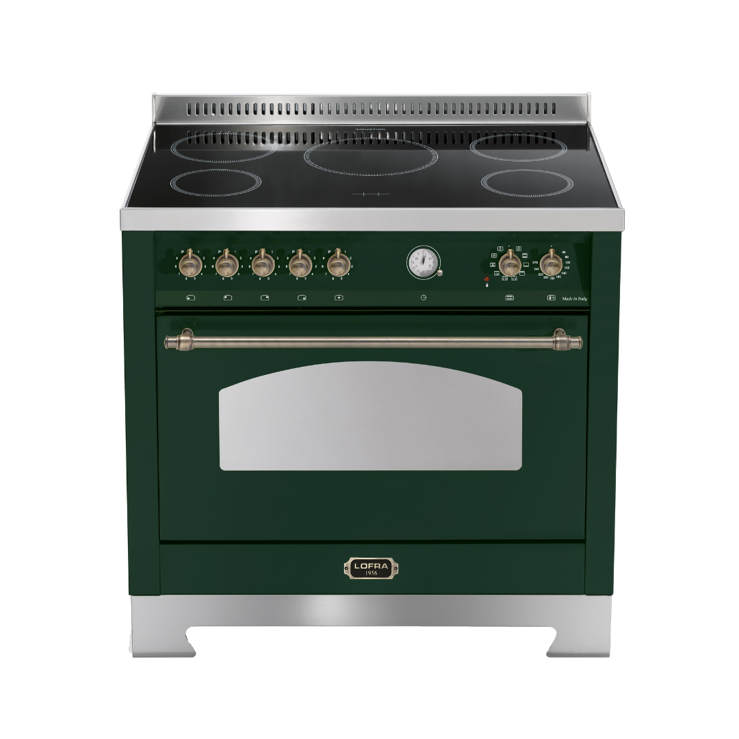 Dolcevita 90 cm Electric Fuel Cooker - Green - Bronze Finish