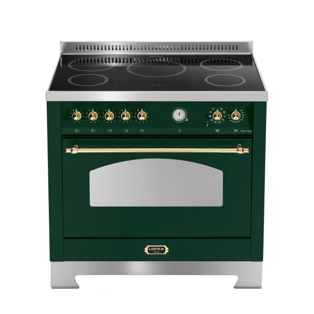 Dolcevita 90 cm Electric Fuel Cooker - Green - Brass Finish
