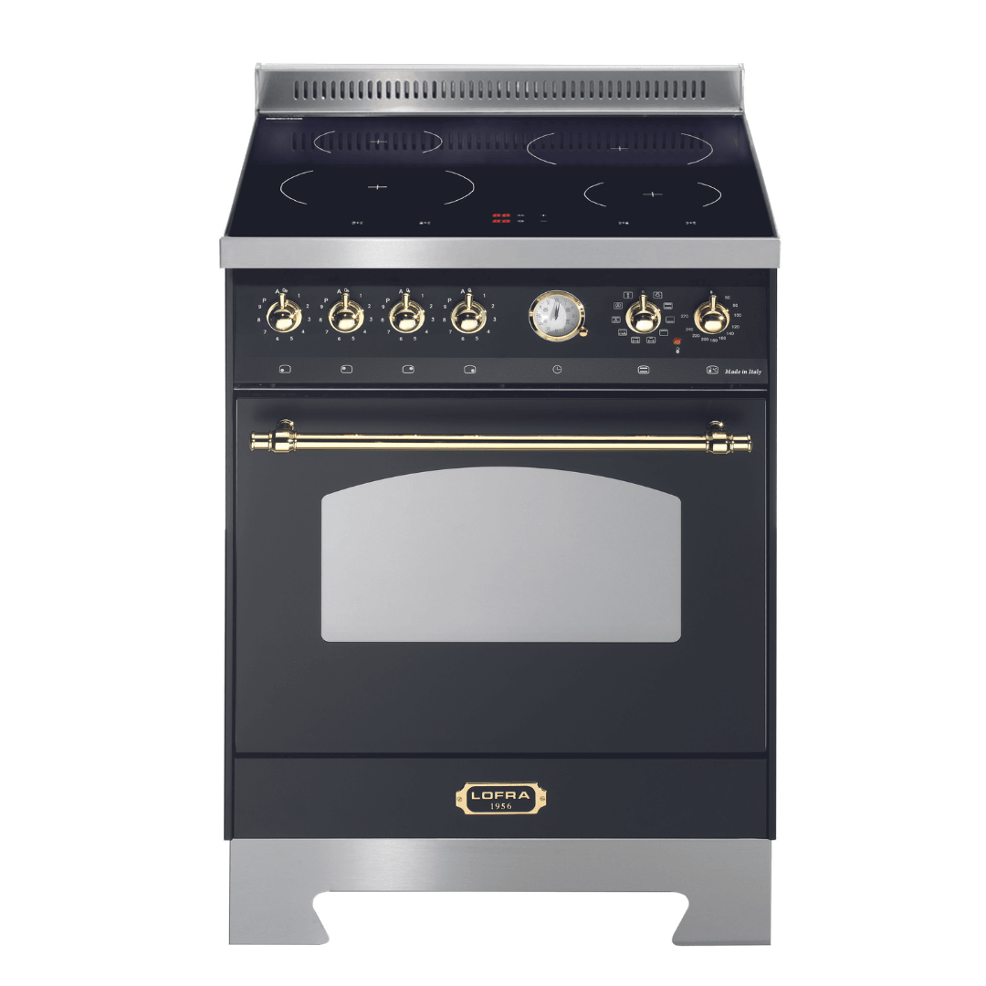 Dolcevita 60 cm Electric Fuel Cooker - Black Matt - Brass Finish - Lofra Cookers