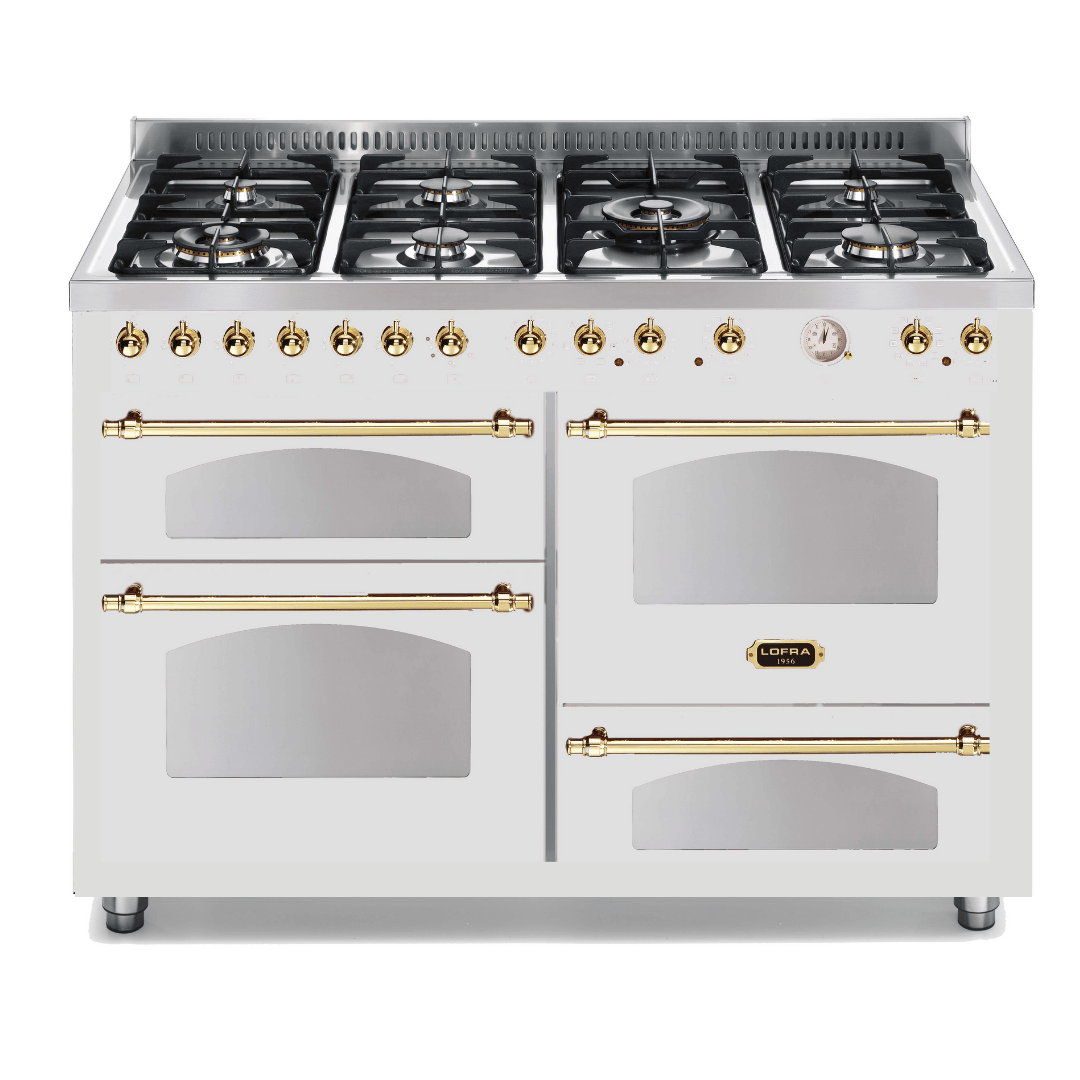 Dolcevita 110 cm Triple Electric Oven Dual Fuel Range Cooker - Stainless Steel - Brass Finish - Lofra Cookers