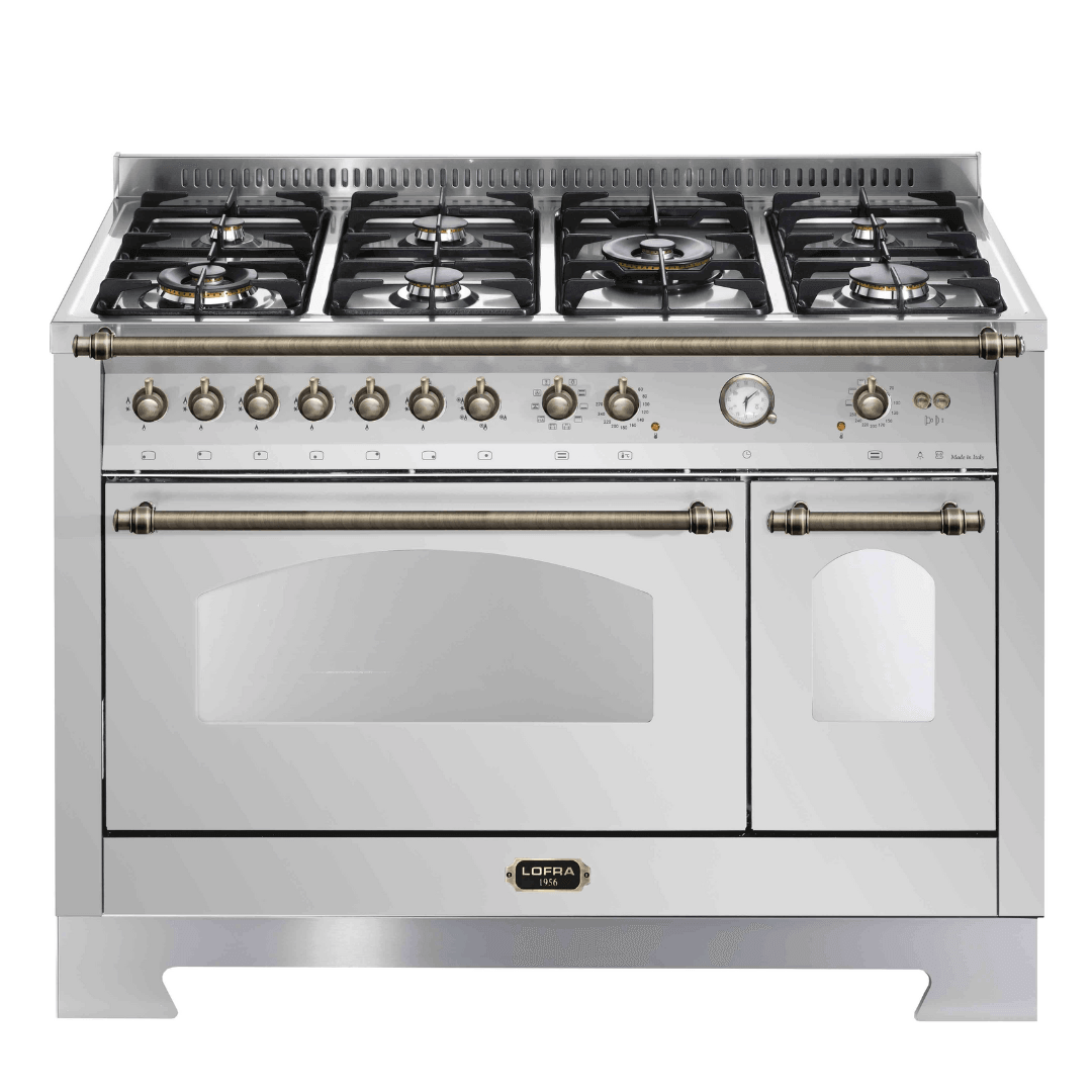Dolcevita 120 cm Double Electric Oven Dual Fuel Range Cooker - Stainless Steel - Bronze Finish - Lofra Cookers