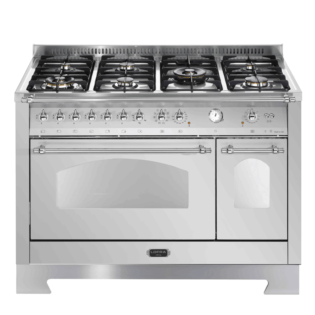 Dolcevita 120 cm Double Electric Oven Dual Fuel Range Cooker - Stainless Steel - Chrome Finish - Lofra Cookers