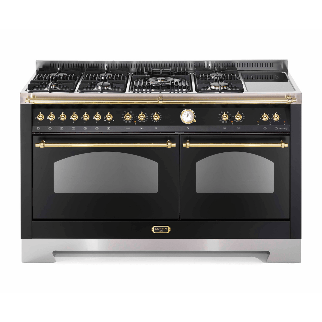 Dolcevita 150 cm Mixed Burners Double Electric Oven Dual Fuel Range Cooker - Stainless Steel - Bronze Finish - Lofra Cookers