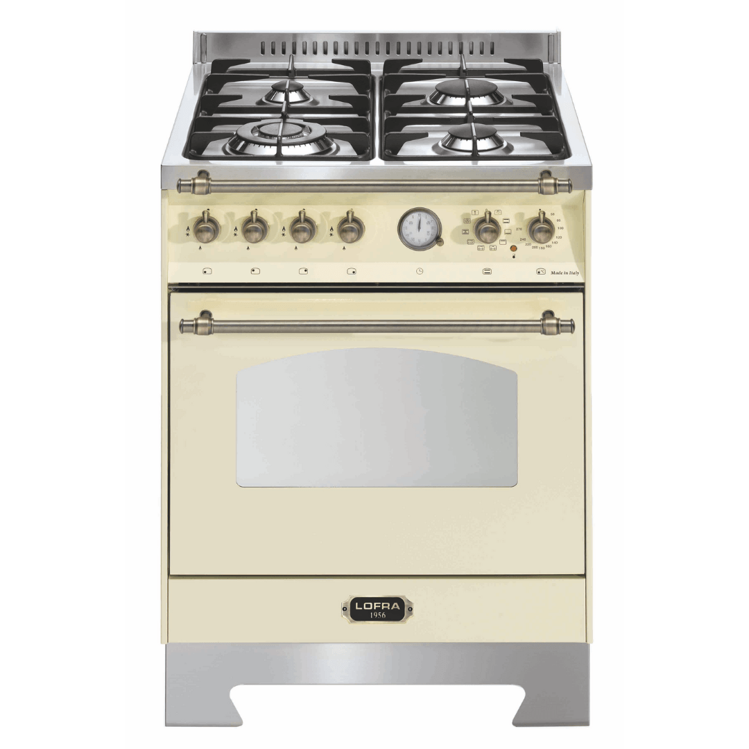 Dolcevita 60 cm Dual Fuel Range Cooker - Ivory White - Bronze Finish - Lofra Cookers