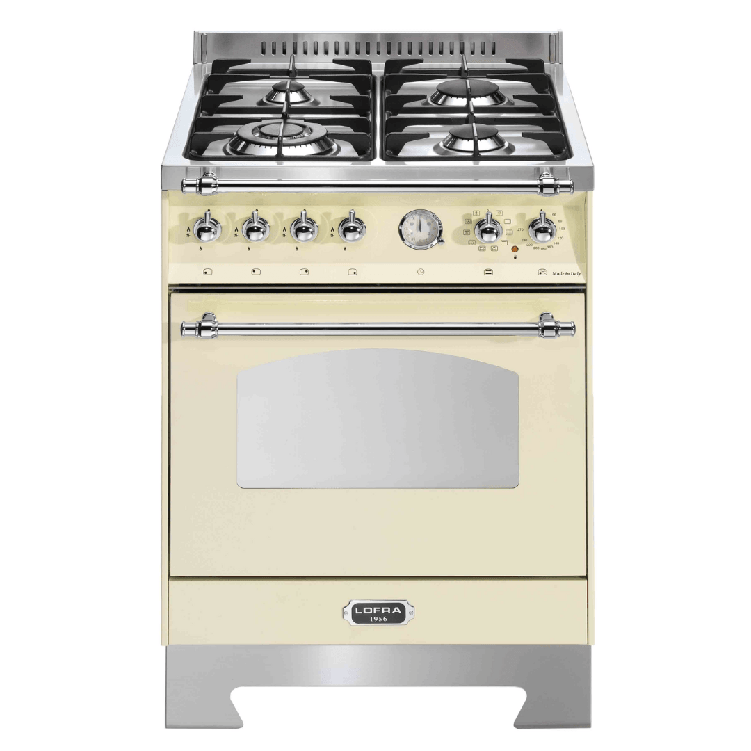 Dolcevita 60 cm Dual Fuel Range Cooker - Ivory White - Chrome Finish - Lofra Cookers