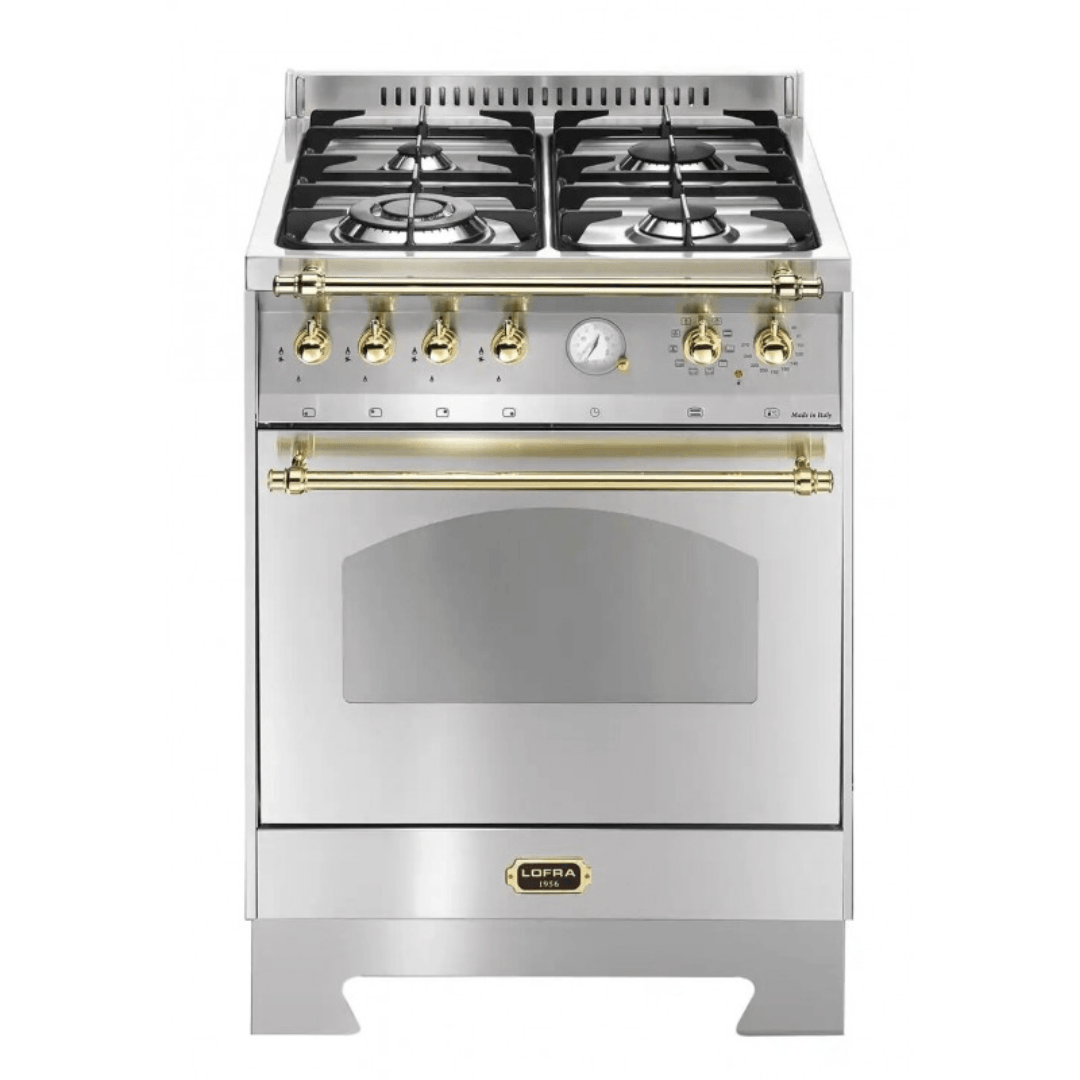 Dolcevita 60 cm Dual Fuel Range Cooker - Stainless Steel - Brass Finish - Lofra Cookers