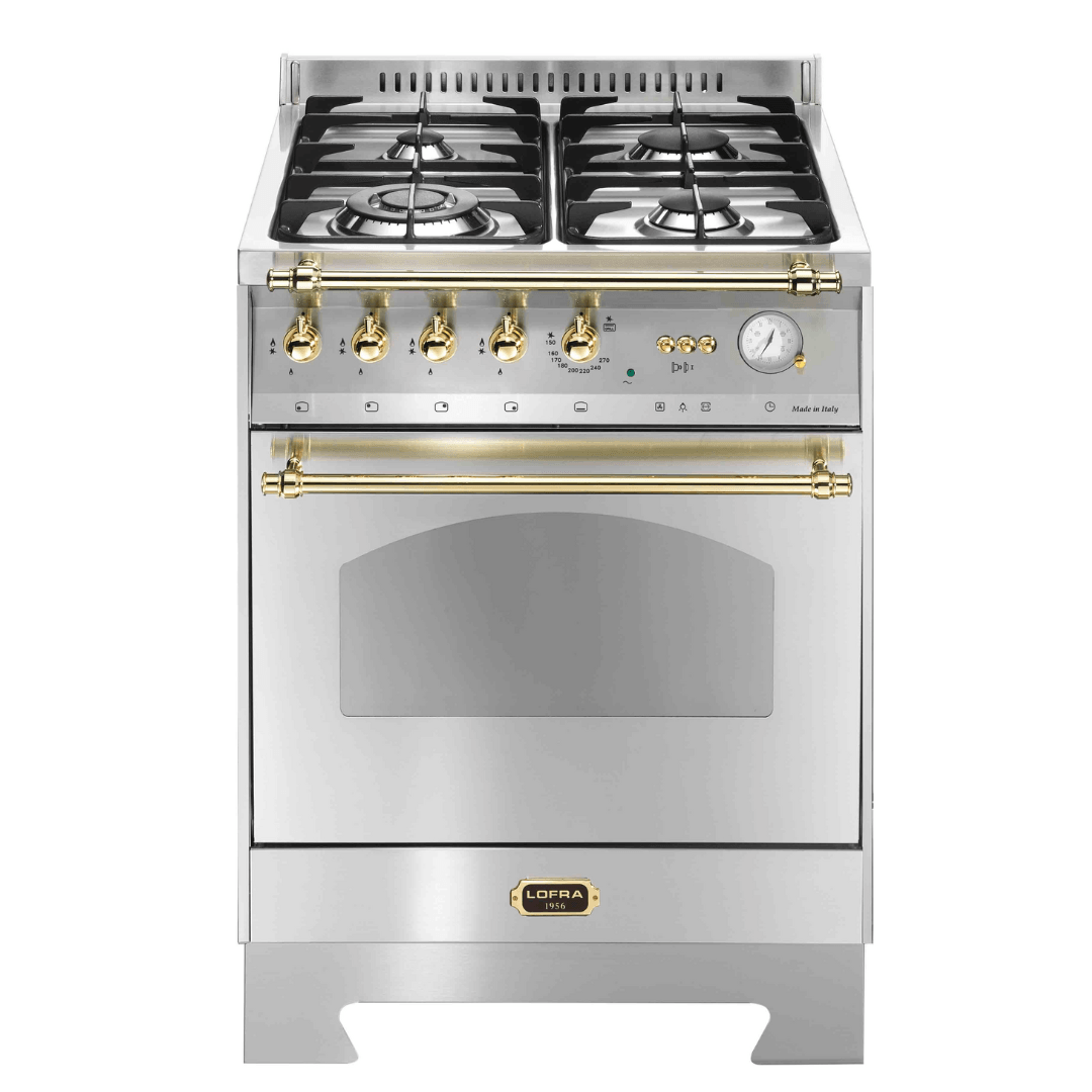 Dolcevita 60 cm Gas Fuel Range Cooker - Stainless Steel - Brass Finish - Lofra Cookers