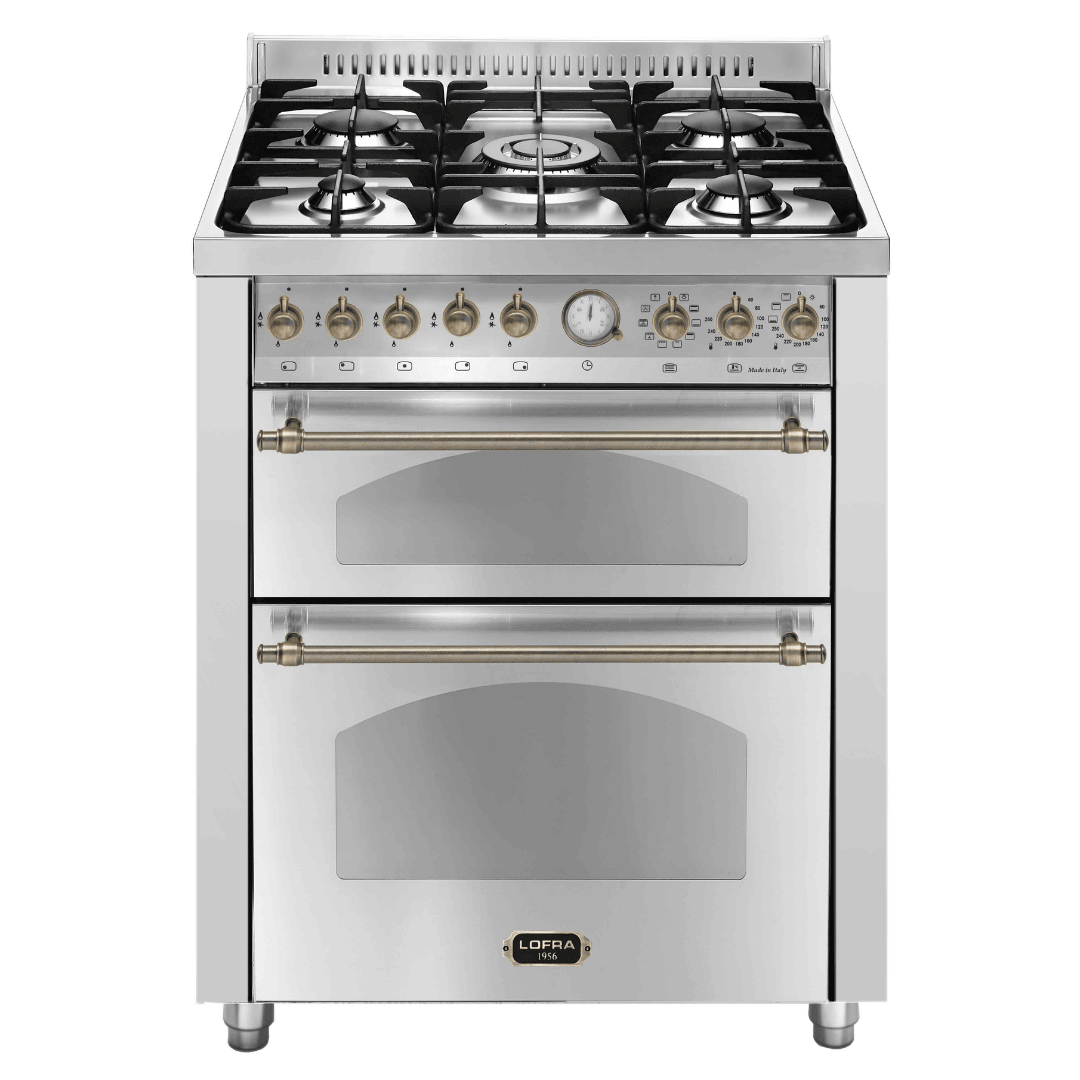 Dolcevita 70 cm Double Electric Oven Dual Fuel Range Cooker - Stainless Steel - Bronze Finish - Lofra Cookers