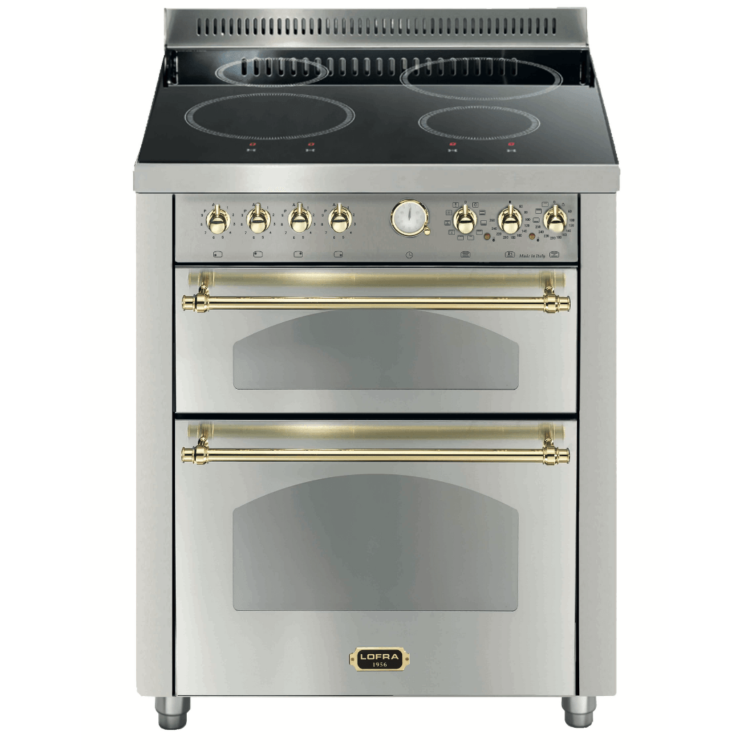 Dolcevita 70 cm Double Electric Oven Electric Fuel Range Cooker - Stainless Steel - Brass Finish - Lofra Cookers