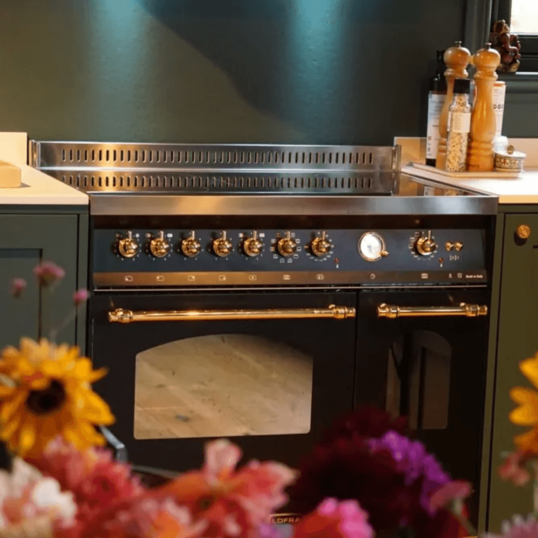 Dolcevita 90 cm Double Electric Oven Ceramic Fuel Cooker - Black Matte - Bronze Finish - Lofra Cookers