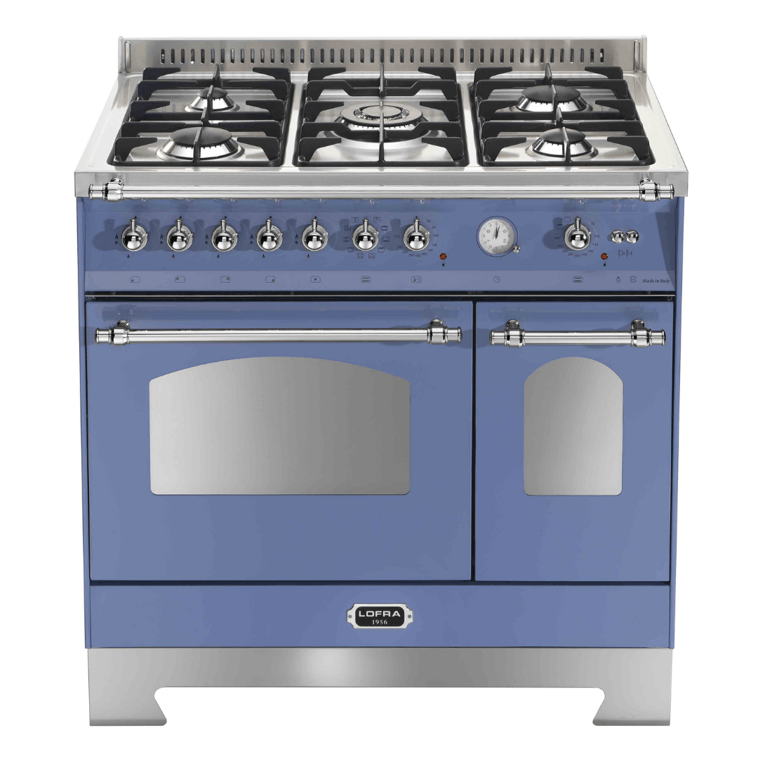 Dolcevita 90 cm Double Electric Oven Dual Fuel Range Cooker - Lavender - Chrome Finish - Lofra Cookers