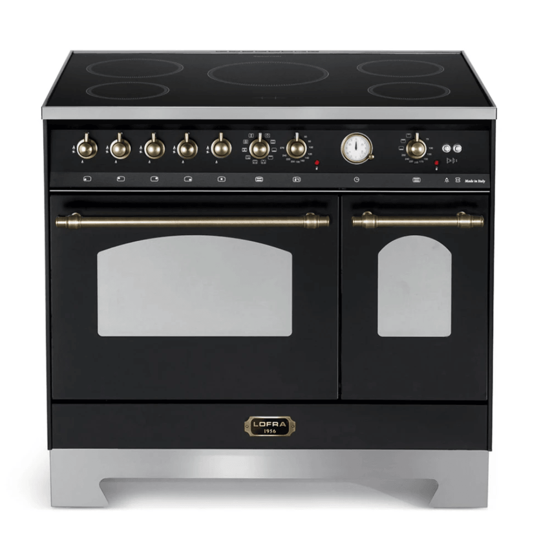 Dolcevita 90 cm Double Electric Oven Induction/Island Fuel Cooker - Black Matte - Bronze Finish - Lofra Cookers