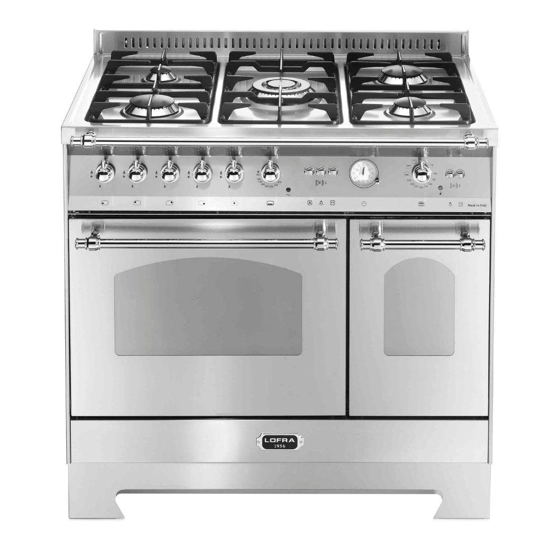 Dolcevita 90 cm Double Oven Dual Fuel Range Cooker - Stainless Steel - Chrome Finish - Lofra Cookers