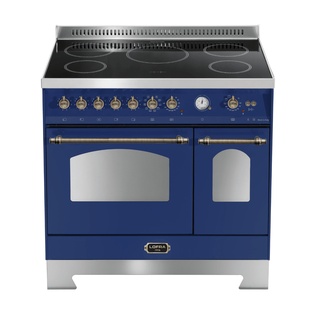 Dolcevita 90 cm Double Oven Electric Fuel Cooker - Blue - Bronze Finish - Lofra Cookers