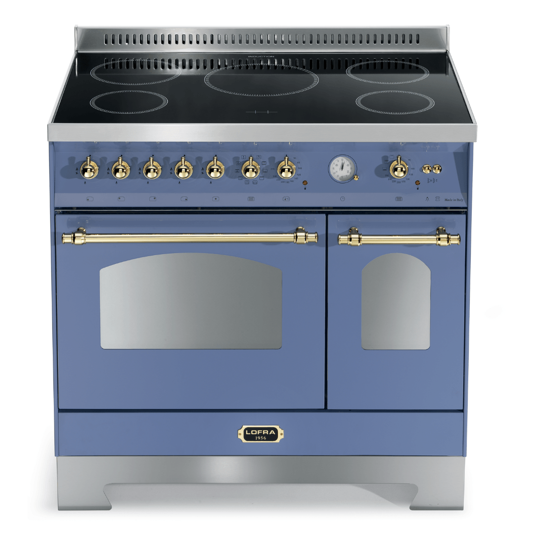 Dolcevita 90 cm Double Oven Electric Fuel Cooker - Lavender - Brass Finish - Lofra Cookers