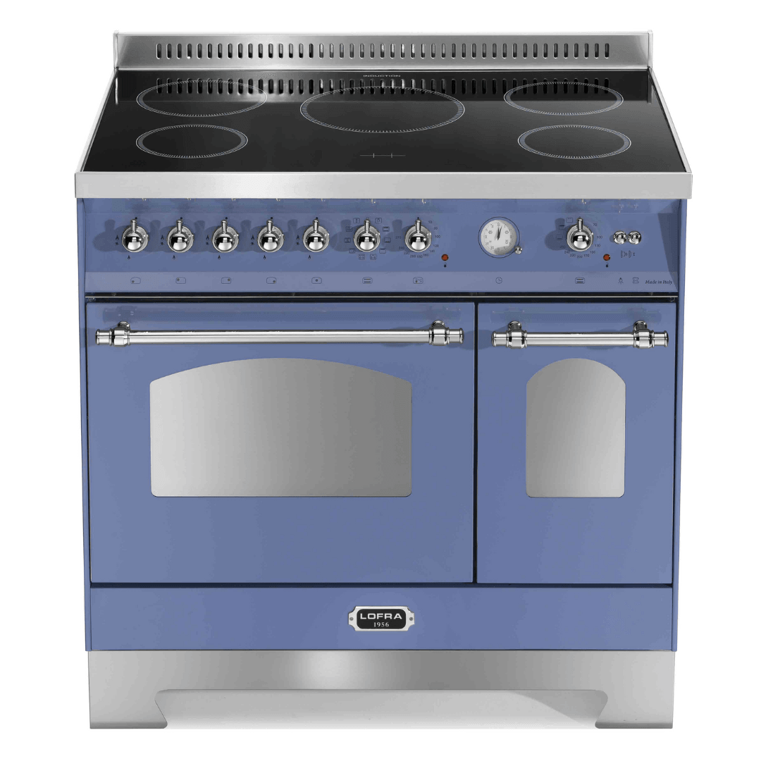Dolcevita 90 cm Double Oven Electric Fuel Cooker - Lavender - Chrome Finish - Lofra Cookers