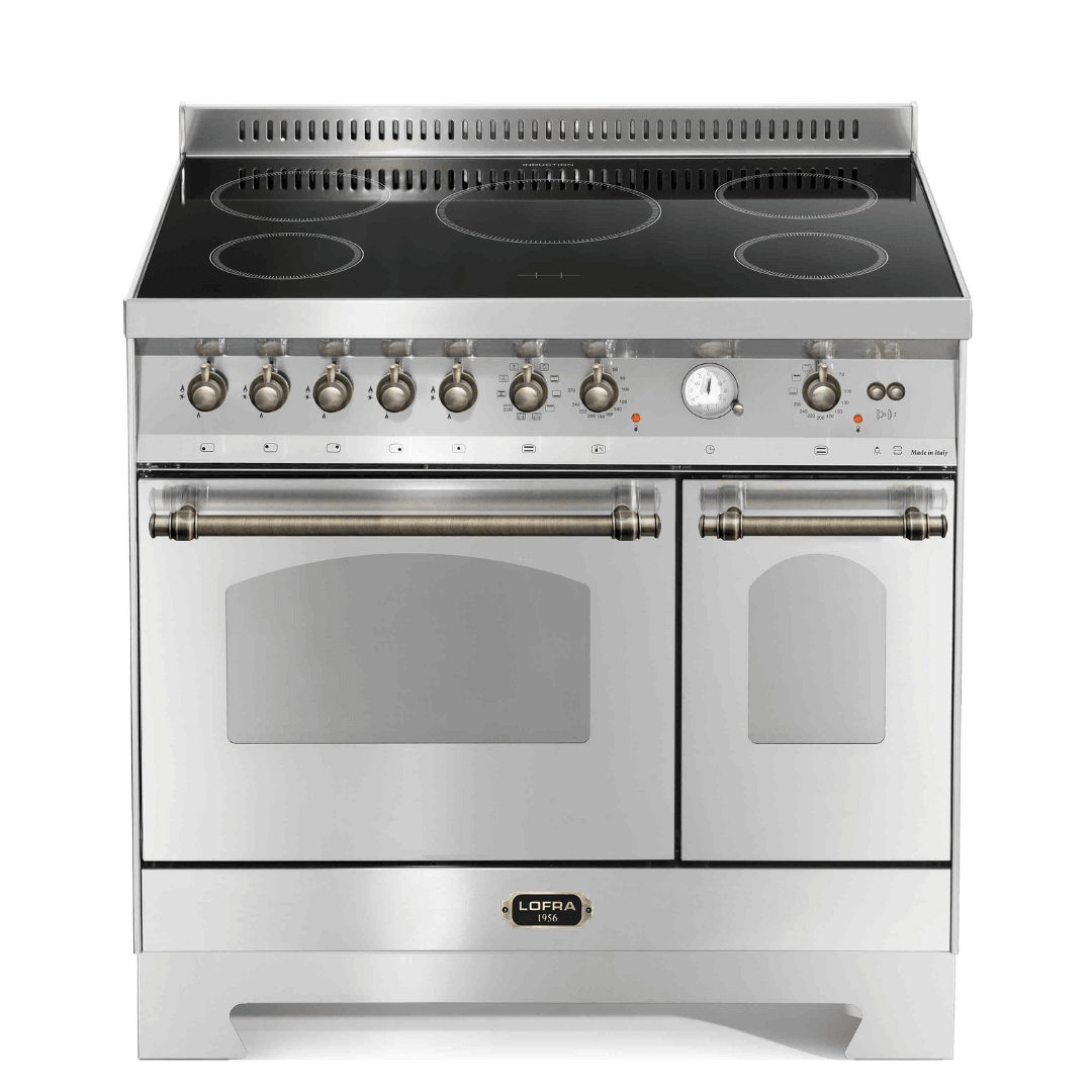 Dolcevita 90 cm Double Oven Electric Fuel Cooker - Stainless Steel - Bronze Finish - Lofra Cookers