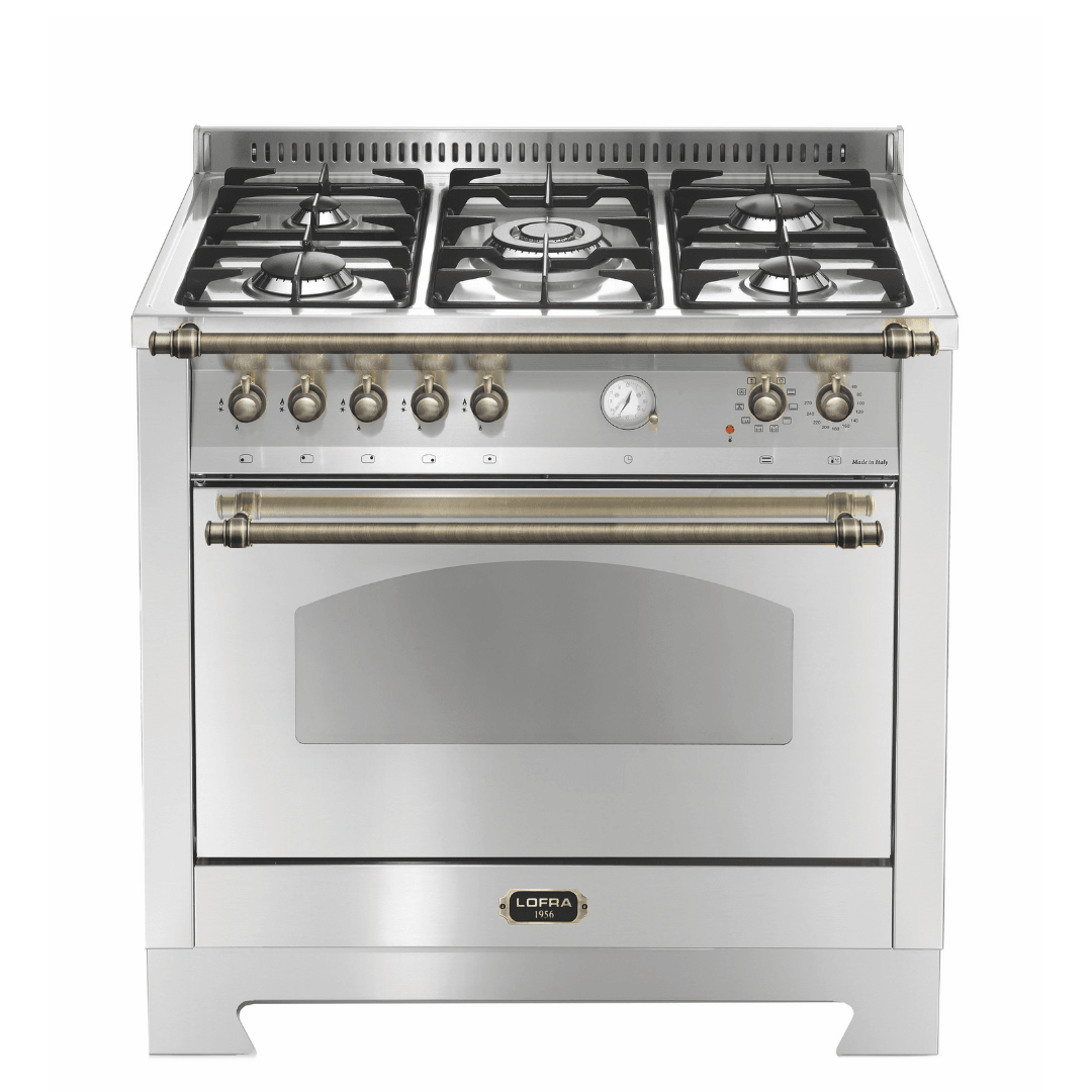 Dolcevita 90 cm Dual Fuel Range Cooker - Stainless Steel - Bronze Finish - Lofra Cookers