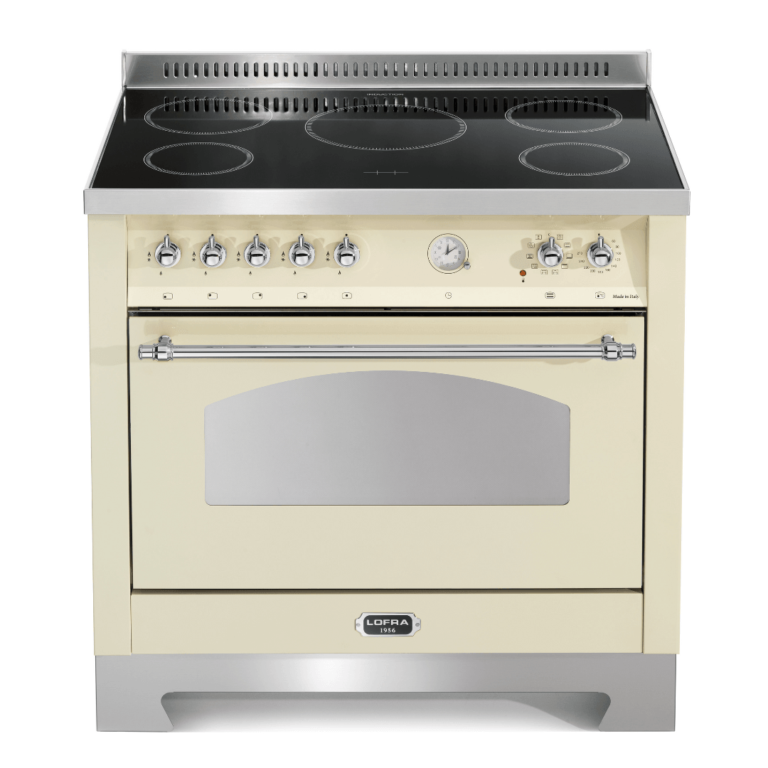 Dolcevita 90 cm Electric Fuel Cooker - Ivory White - Chrome Finish - Lofra Cookers