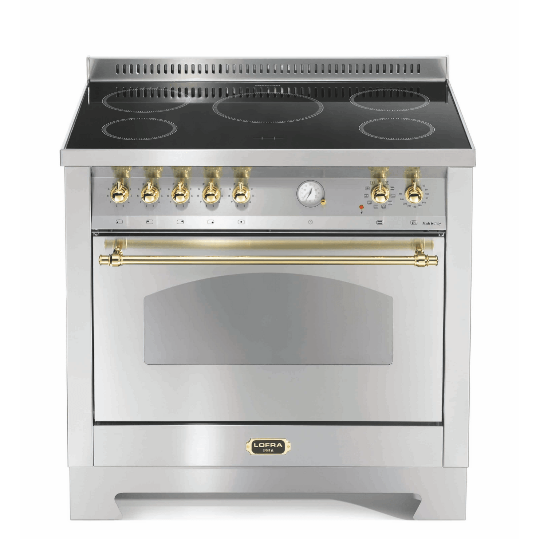 Dolcevita 90 cm Electric Fuel Cooker - Stainless Steel - Brass Finish - Lofra Cookers
